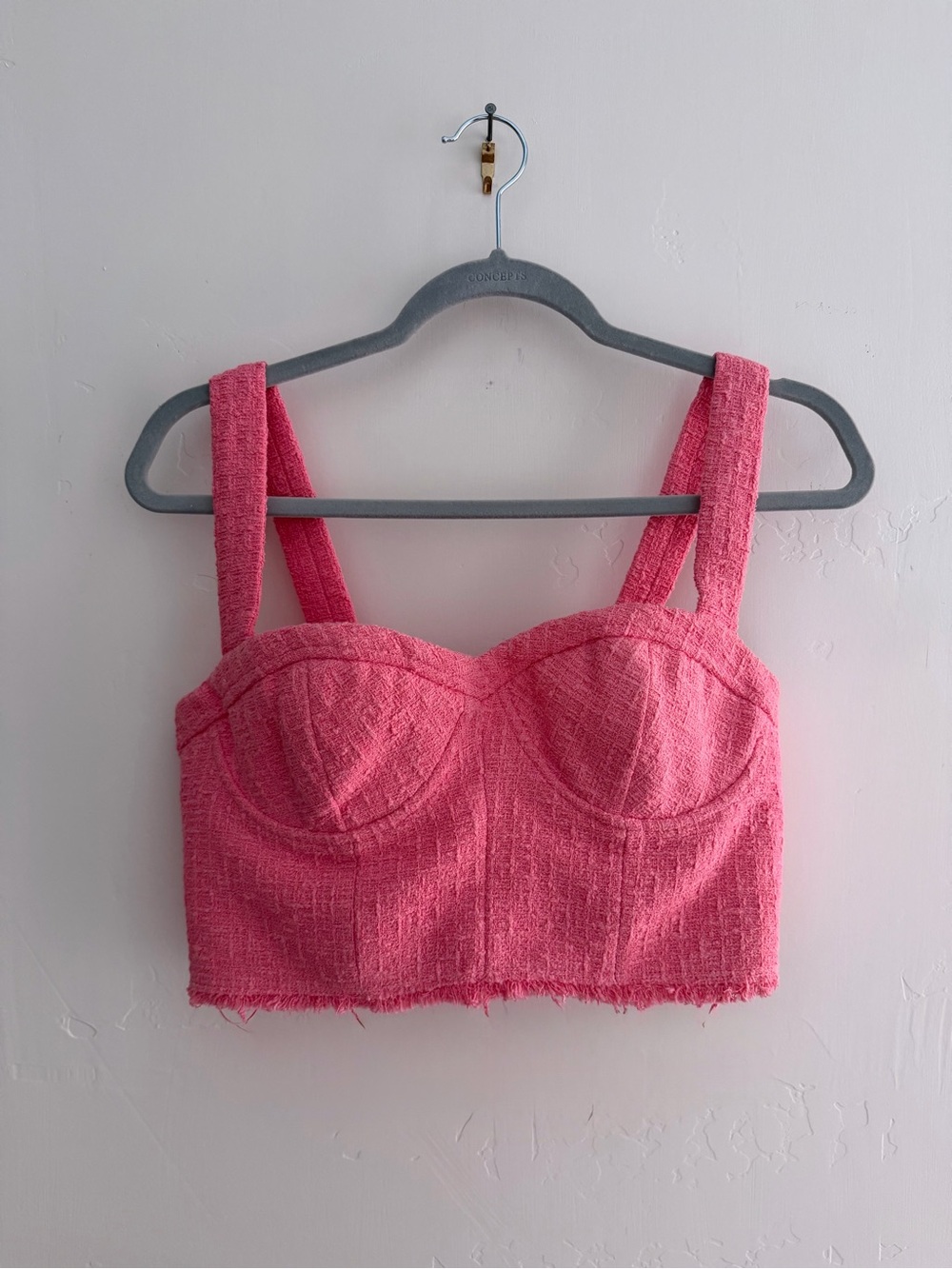 Zara Pink Textured Bustier Crop Top